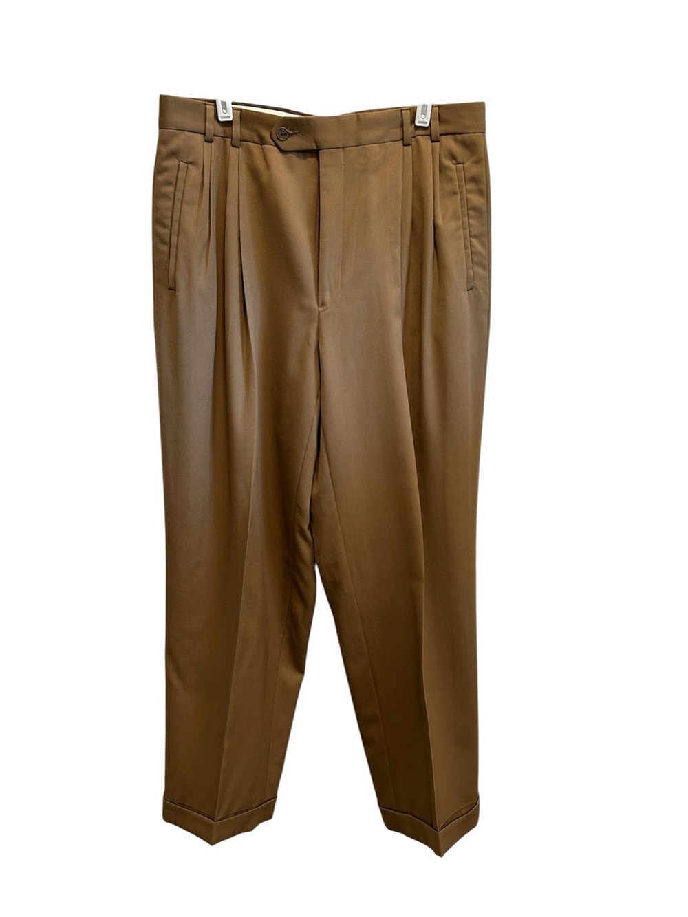 Men’s Vintage Italian Made Brown/Tan Wool Blend Pleated Trousers Size 34/32